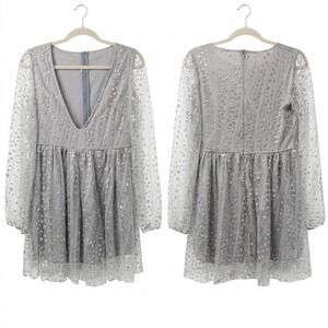 Fairycore Sparkling Ethereal Feminine Romantic Whimsey Babydoll Sz M Mini Dress